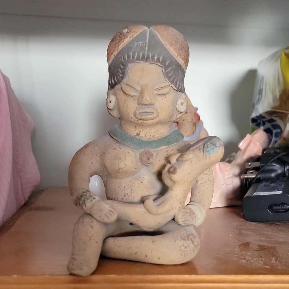 Vintage Clay Figurine with Animal